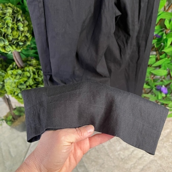 NWT Vince Women’s XL Pleated Front Straight Leg Linen Blend Black Pull On Pants - Picture 8 of 16